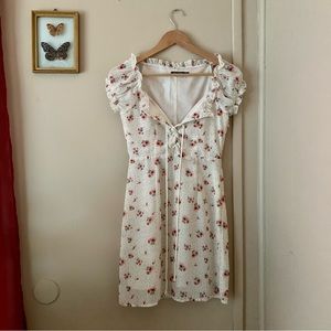 Nasty Gal Frilly Shoulder Sleeve Flower Print Mini Dress US Size 2